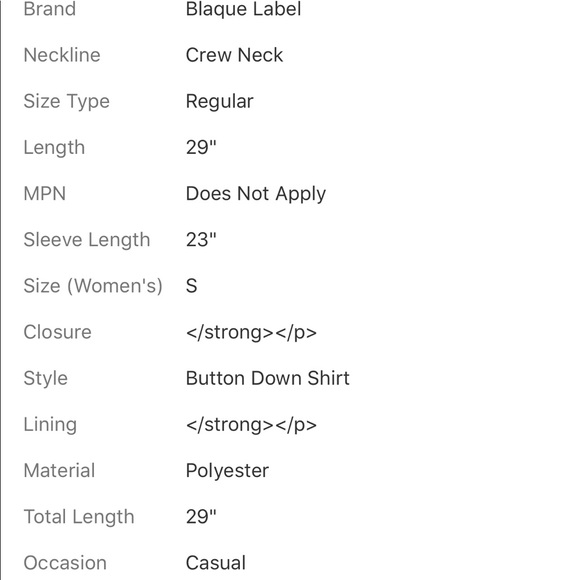 BLAQUE LABEL COLLARLESS BUTTON DOWN HIGH-LOW TOP - Picture 6 of 6